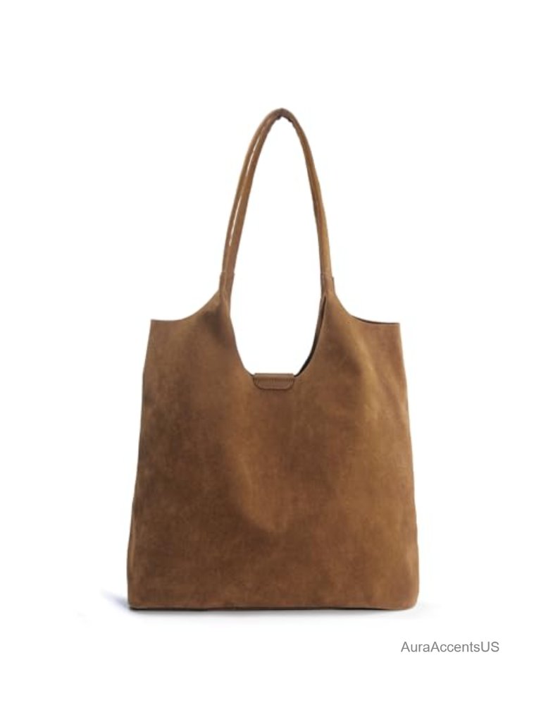 Faux Suede Tote Bag Women Magnetic Closure Hobo Handbag Casual Vegan Leather
